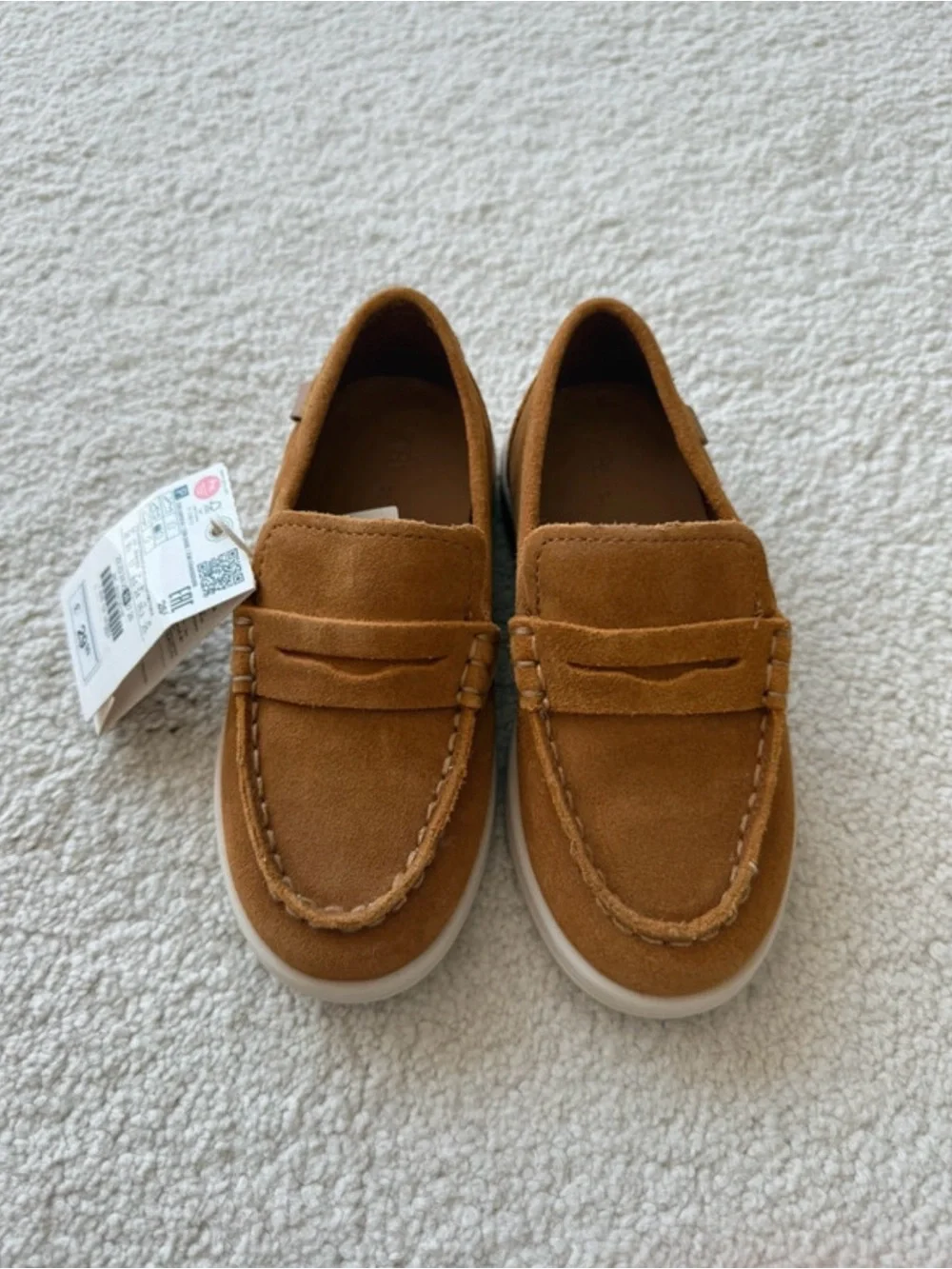 Kids Suede Loafers in Tan
